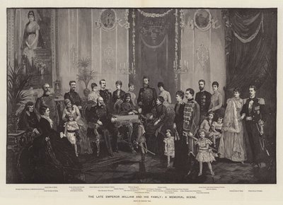 Den bortgångne kejsaren William och hans familj, en minnesplats (gravyr) av German School