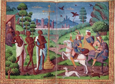 Legenden om de tre levande männen och de tre döda männen, från Karl Vs timbok (vellum) av German School