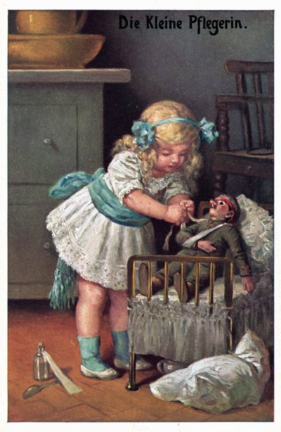 Den lilla sköterskan (färg litho) av German School