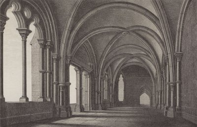 Lobbyn vid klostret Maulbronn, Baden-Württemberg, Tyskland (gravyr) av German School