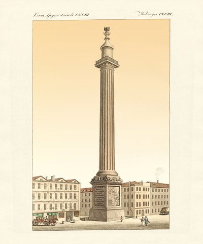 Monumentet i London (färgad gravyr) av German School