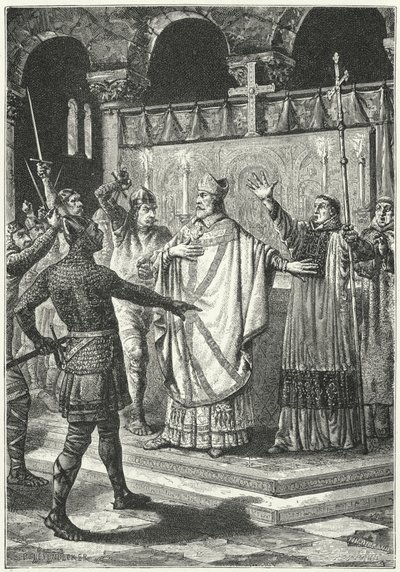 Mordet på Thomas a Becket i Canterbury Cathedral av German School
