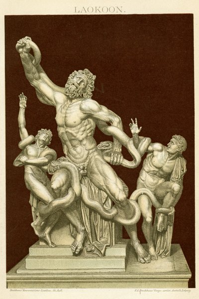 Statyn av Laocoön och hans söner c.1890 (färgkromolitografi) av German School
