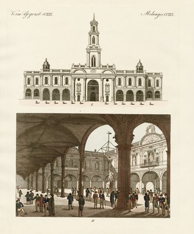 Stock of London (färgad gravyr) av German School