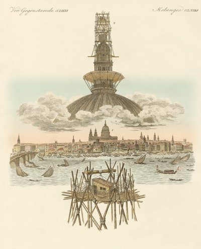 Strukturen på toppen av St. Pauls katedral för panorama av London av German School