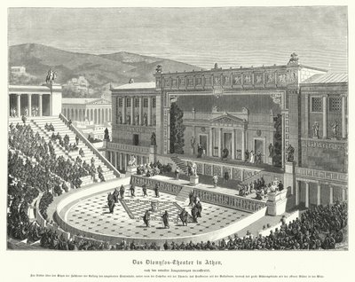 Dionysos Eleuthereus teater, Aten, antikens Grekland (gravyr) av German School
