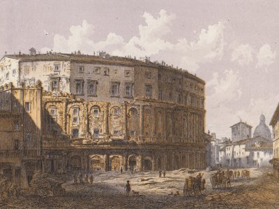 Marcellus teater, Rom (färglitografi) av German School