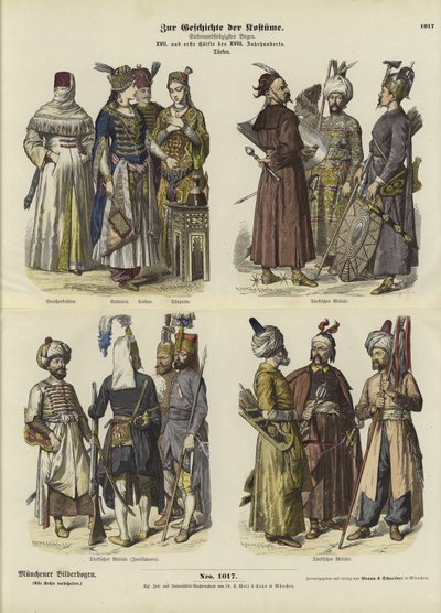 Turkiska dräkter, 1600- och första hälften av 1700-talet av German School