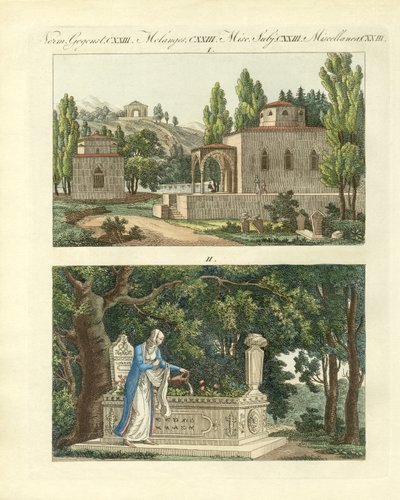 Turkiska grävare (färgad gravyr) av German School