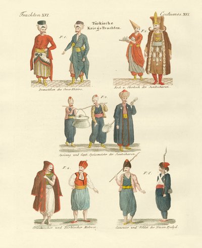 Turkiska nationaldräkter (färgad gravyr) av German School