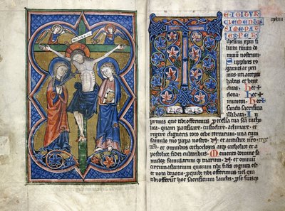 Två sidor från en 1200-talsmissal på latin, från regionen Mellersta Rhen, ca 1250-1300 av German School