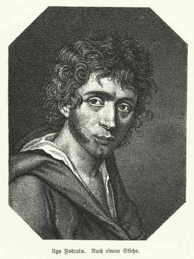 Ugo Foscolo, italiensk poet; soldat och revolutionär (litho) av German School