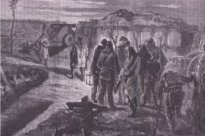 På vallarna, Cassells historia om kriget mellan Frankrike och Tyskland publicerad av Cassell and Company Limited, ca 1890 (litho) av German School