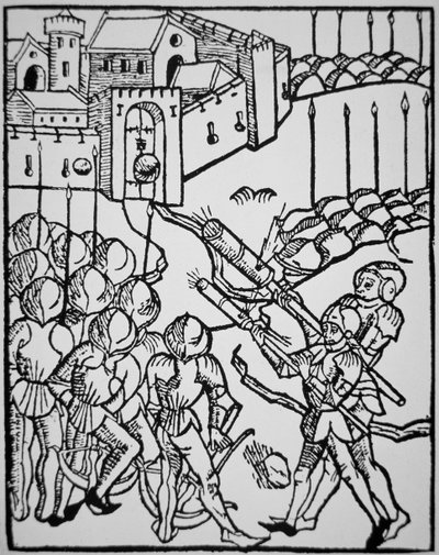 Användning av handeldvapen på 1400-talet, illustration från 