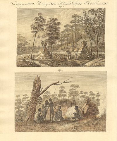 Van Diemens länder (färgad gravyr) av German School