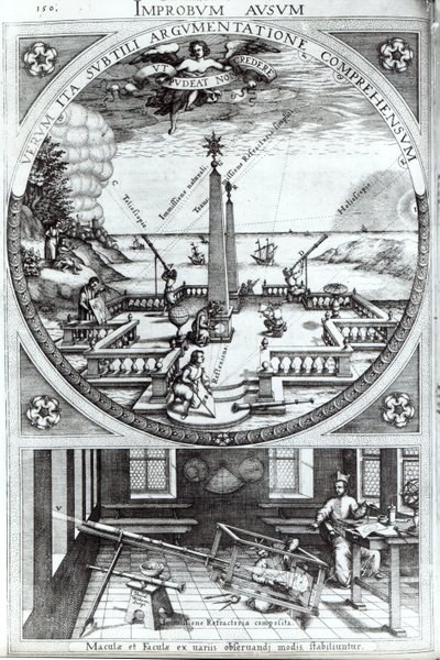 Olika metoder för att observera solfläckar, illustration från Rosa Orsina av Christoph Scheiner, publicerad 1630 (för detaljer se 294058) av German School