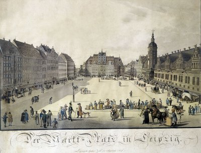Utsikt över Auerbachs innergård i Leipzig av Gustav Zehl. Gravyr sent 1700-tal. av German School