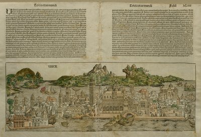 Utsikt över Venedig, illustration från Liber Chronicarum av Hartmann Schedel (1440-1514) publicerad i Nürnberg, 1493 av German School