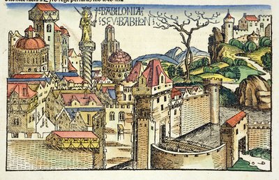 Utsikt över den antika staden Babylon, från Nürnbergkrönikan av Hartmann Schedel (1440-1514) 1493 av German School