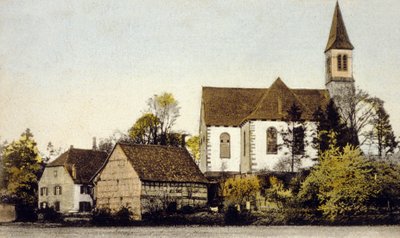 Vy över kyrkan i Bischwiller, Tyskland av German School