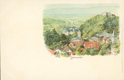 Utsikt över staden Badenweiler, Tyskland (chromolitho) av German School