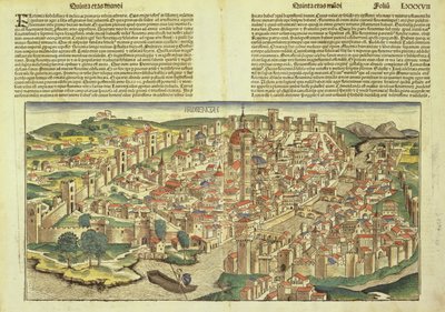 Utsikt över den muromgärdade staden Florens, från Nürnbergkrönikan av Hartmann Schedel (1440-1514) 1493 av German School