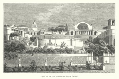 Villa av den romerske kejsaren Hadrianus i Tivoli, Italien (gravyr) av German School