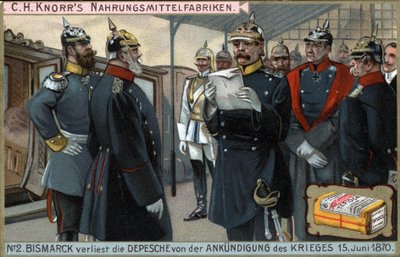 Kriget 1870. Preussiske generalen Otto von Bismarck (1815-1898) läste krigsförklaringen den 15 juni av German School