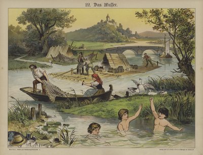 Vatten (färg litho) av German School
