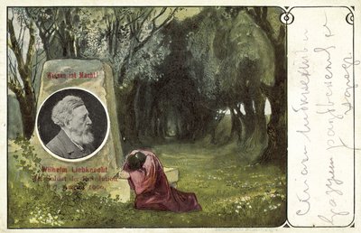 Wilhelm Liebknecht, tysk socialdemokratisk politiker (färg litho) av German School
