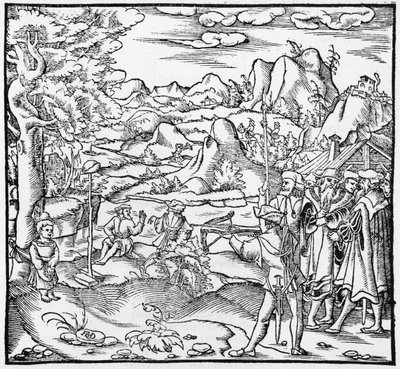 William Tell, illustration från Cosmographie Universelle av Sebastien Munster (1488-1552) Basel, publicerad 1559 av German School