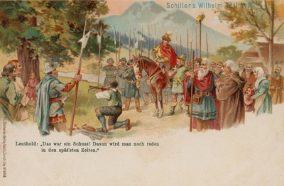 William Tell skjuter äpplet från sin sons huvud av German School