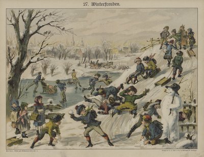 Vinternöjen (färg litho) av German School