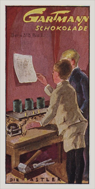 Trådlös (färglitografi) av German School
