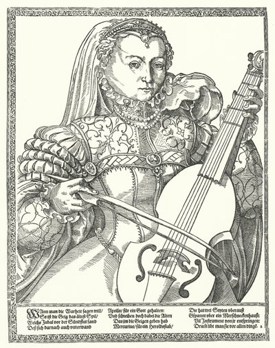 Kvinna som spelar cello (gravyr) av German School