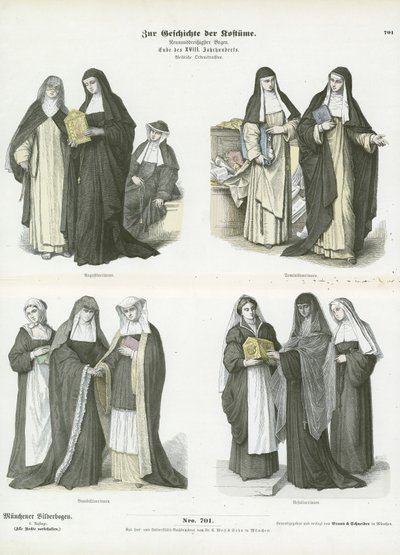 Kvinnors dräkter av kristna religiösa ordnar, sent 1700-tal av German School