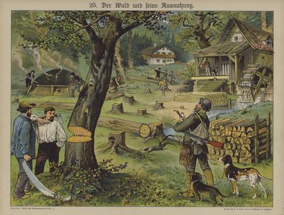 Träarbetare (färg litho) av German School