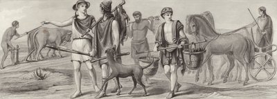 Arbete och yrken i antikens Grekland. Illustration för Bilder-Atlas (gravyr) av German School