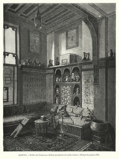 Verkstad av Francis Dillon, dekorerad i arabisk stil (litho) av German School
