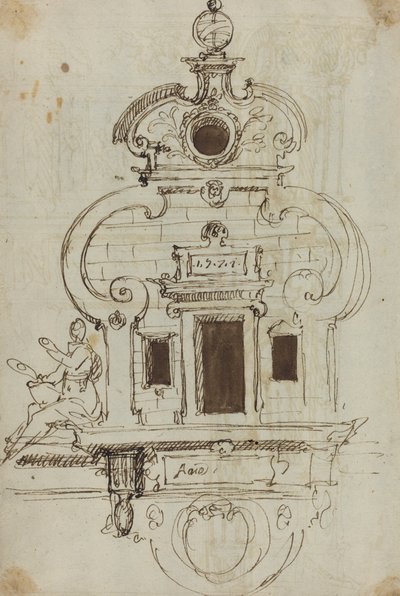 Väggmonument med en armillärsfär [verso] av German or Austrian 16th Century