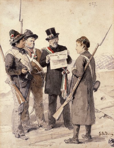 Fem dagar i Milano, av Gerolamo Induno (1827-1890), akvarell av Gerolamo Induno