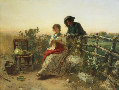 I fredstid, av Gerolamo Induno, cirka 1880, olja på trä av Gerolamo Induno