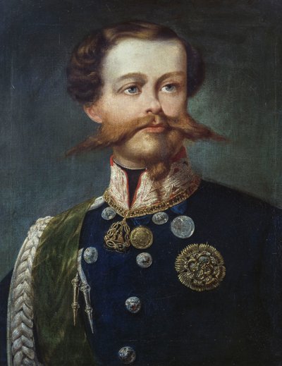 Porträtt av Victor Emmanuel II (1820-1878), kung av Italien, av Gerolamo Induno, olja på duk av Gerolamo Induno