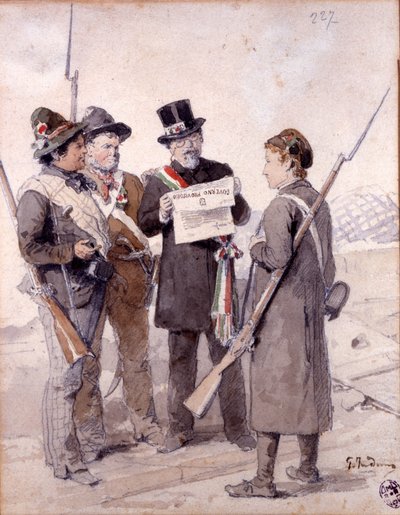 Risorgimento: The Five Days of Milan (Cinque giornate di Milano) (18-22 mars 1848): detta är ett av de första avsnitten av revolutionerna 1848 (en del av det första italienska frihetskriget) som såg uppkomsten av Milaneserna befolkningsupprorande mot av Gerolamo Induno