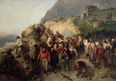 Den skadade Garibaldi (1807-82) i Aspromontebergen (olja på duk) av Gerolamo Induno