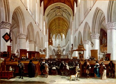 Interiör av en kyrka. Målning av Gerrit Berckheyde (1638-1698), holländsk målare. London, National Gallery av Gerrit Adriaensz Berckheyde