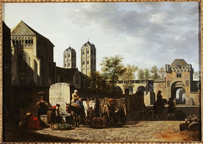 Offentlig fontän och S:t Gereons kyrka i Köln, ca 1670 (olja på trä) av Gerrit Adriaensz Berckheyde