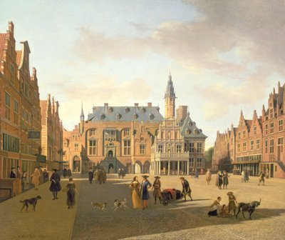 Le Maketi ma le Raadhuis, Haarlem, 17th centuryswed av Gerrit Adriaensz Berckheyde