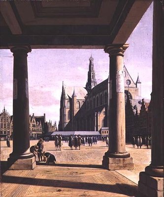 Utsikt över Haarlem med Groote Kerk av Gerrit Adriaensz Berckheyde