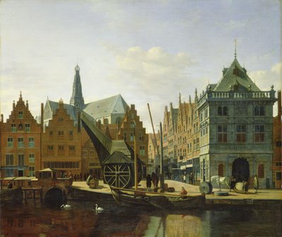 Utsikt över Spaarne i Haarlem, 1667 av Gerrit Adriaensz Berckheyde